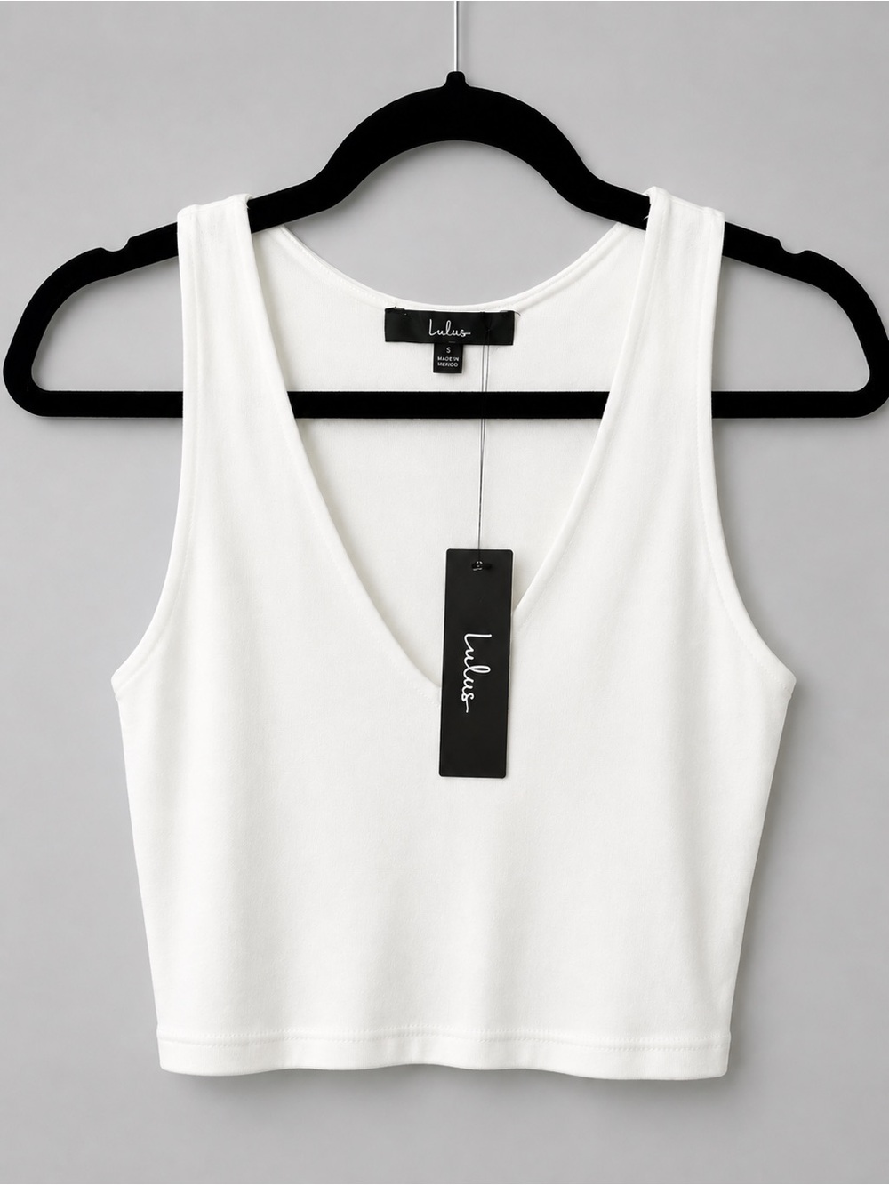 Lulus White V-Neck Crop Tank Top Basics Minimalist Cami Festival Y2K Boho Small